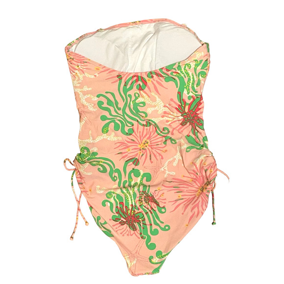 Lilly Pulitzer One-Piece Pink Swimsuit Adjustable Ruched‎ Side Ties High Cut Leg - Picture 4 of 11
